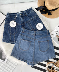 【S3524】独家爆款高品质牛仔COTTON JEANS简约显瘦显腿长百搭牛仔高腰裤裙，有口袋 ❤️❤️【B-R3-C1】