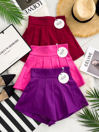 【S3380】【LFW独家小圆饼】高品质阔腿蓬蓬百褶显腰西装高腰百搭短裤，内层包臀防走光里布短裤 ❤️❤️【A-R3-C3】