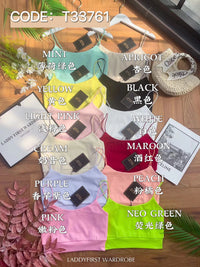 【T33761】独家爆款简约百搭系款肩带无袖前双后单纯棉内搭上衣 ❤❤ 【A-R2-C1】