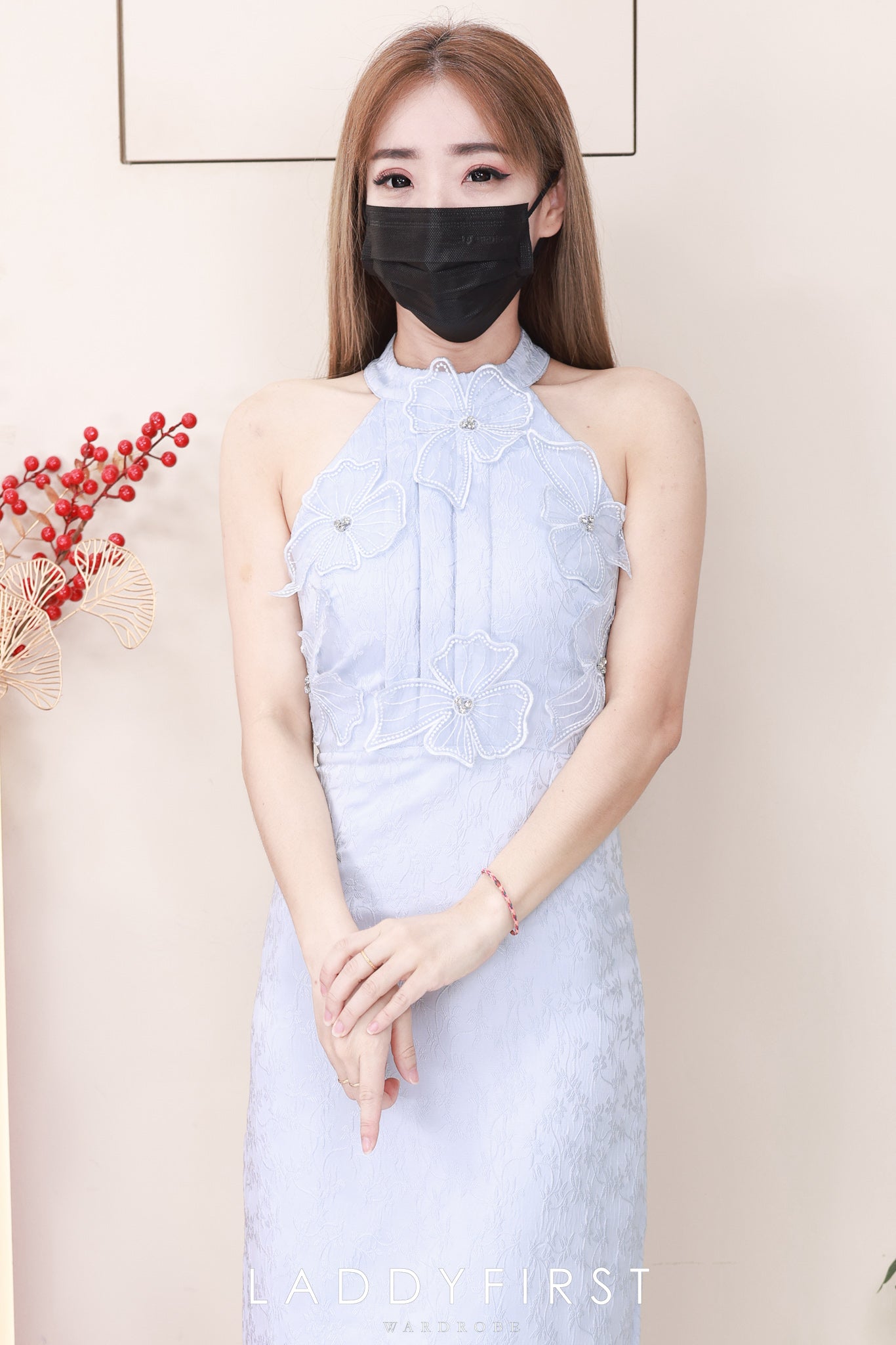 【D81706 / 37676】高品质高端气质立体花瓣提花连身裙子 ❤❤【A-RU】