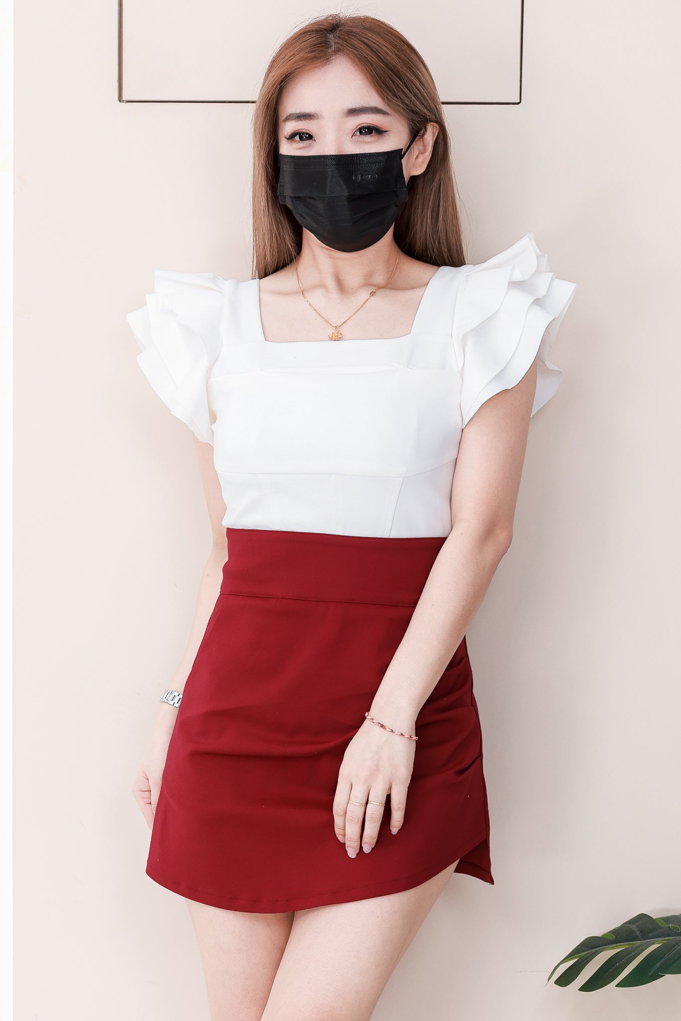 【T520236】高品质荷叶袖罗马棉时尚短版百搭上衣 ❤️❤️
