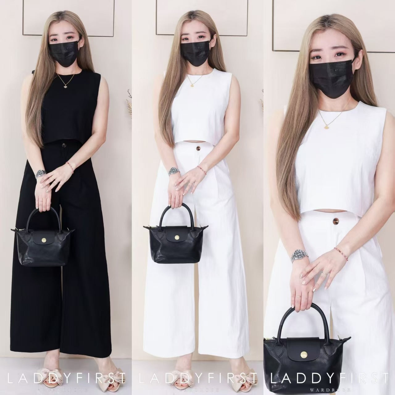 【SS1982】高品质两件式棉麻韩式时尚套装 无袖上衣➕阔脚高腰百搭长裤，有口袋 ❤️❤️【B-R2-C5】