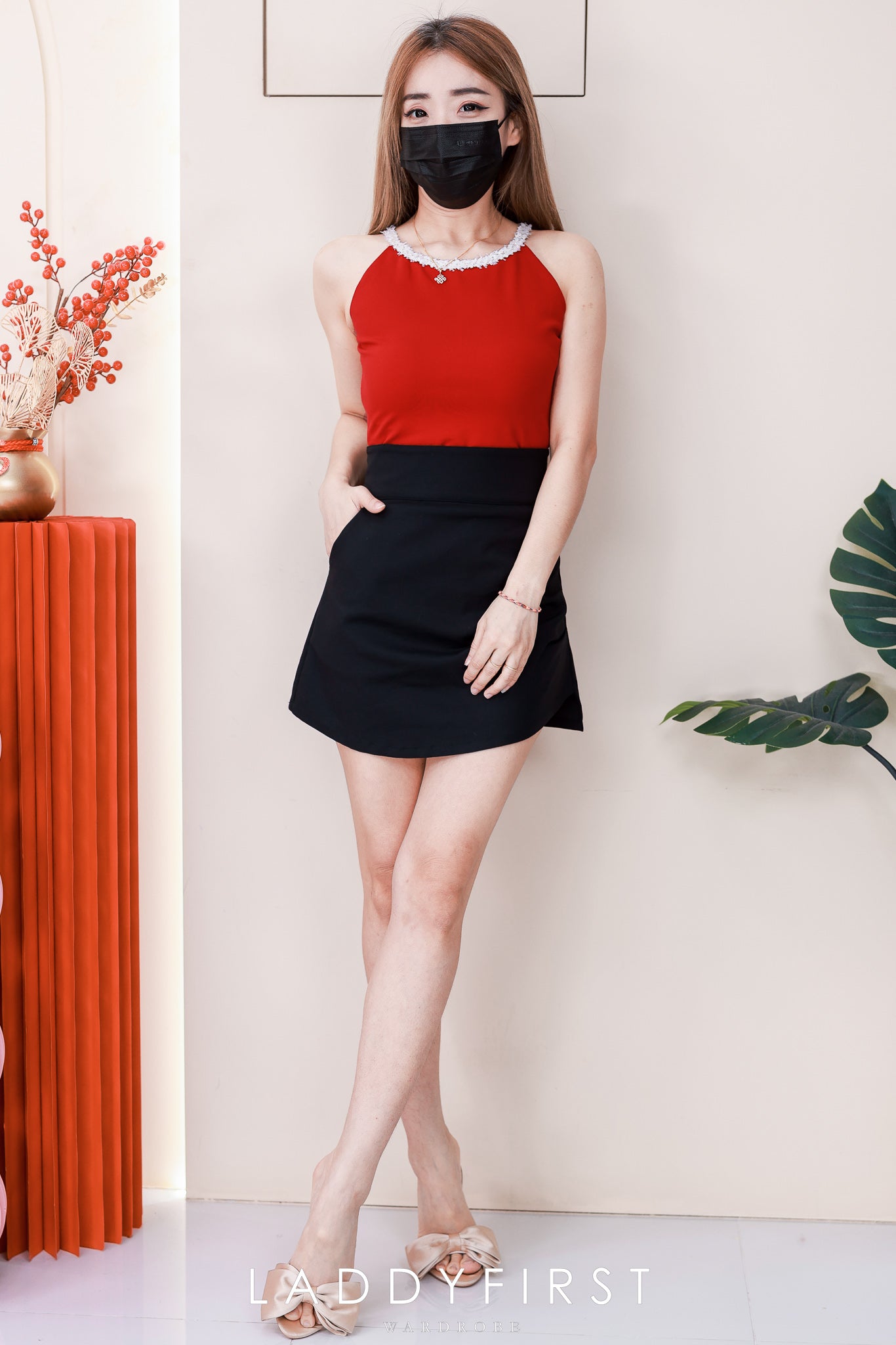 【T6879】高品质罗马拼接小香风领口无袖上衣 ❤❤