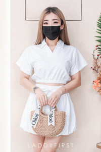 【SS8237481】高品质两件式简约休闲时尚套装 宽松版休闲上衣➕花苞高腰裙子，内层有里布短裤【B-R1-C1】