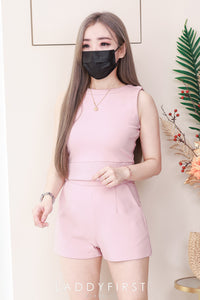【SS2257】高品质两件式厚实罗马简约套装 无袖罗马上衣➕罗马高腰百搭短裤，有口袋 ❤️❤️【A-R2-C2】