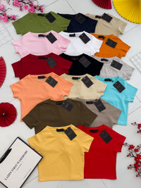 【T80792-2】【直播间搭配款】独家爆款高品质纯棉弹力圆领短袖简约日常百搭款上衣 #衣柜必入手百搭款 ❤❤ 【A-R1-C3】