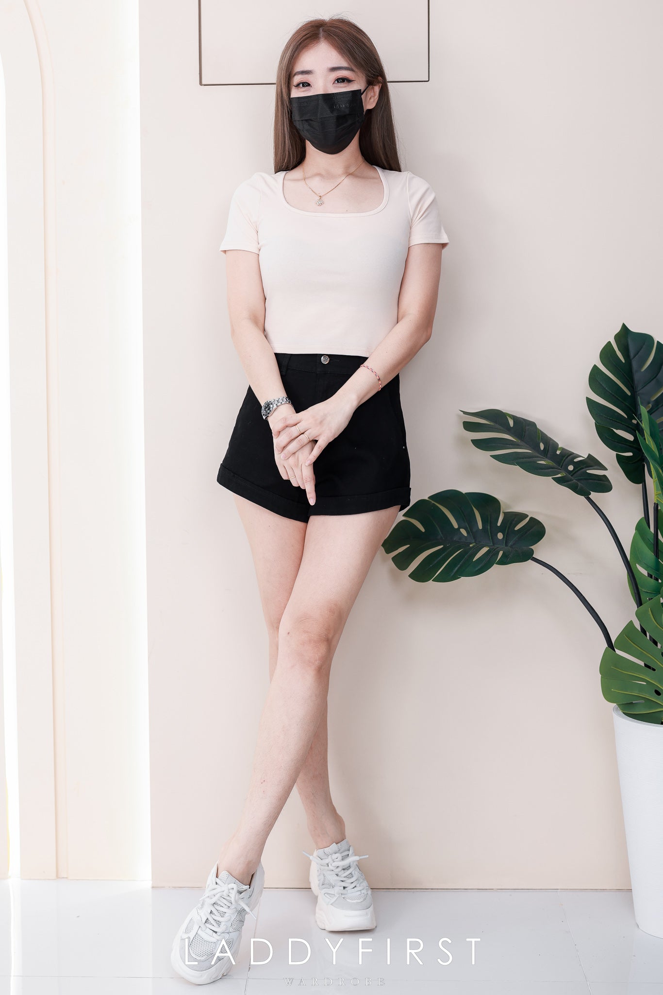 【T50155】独家爆款高品质方领短袖纯棉弹力简约日常百搭款上衣 ❤❤ 【B-R1-C5】