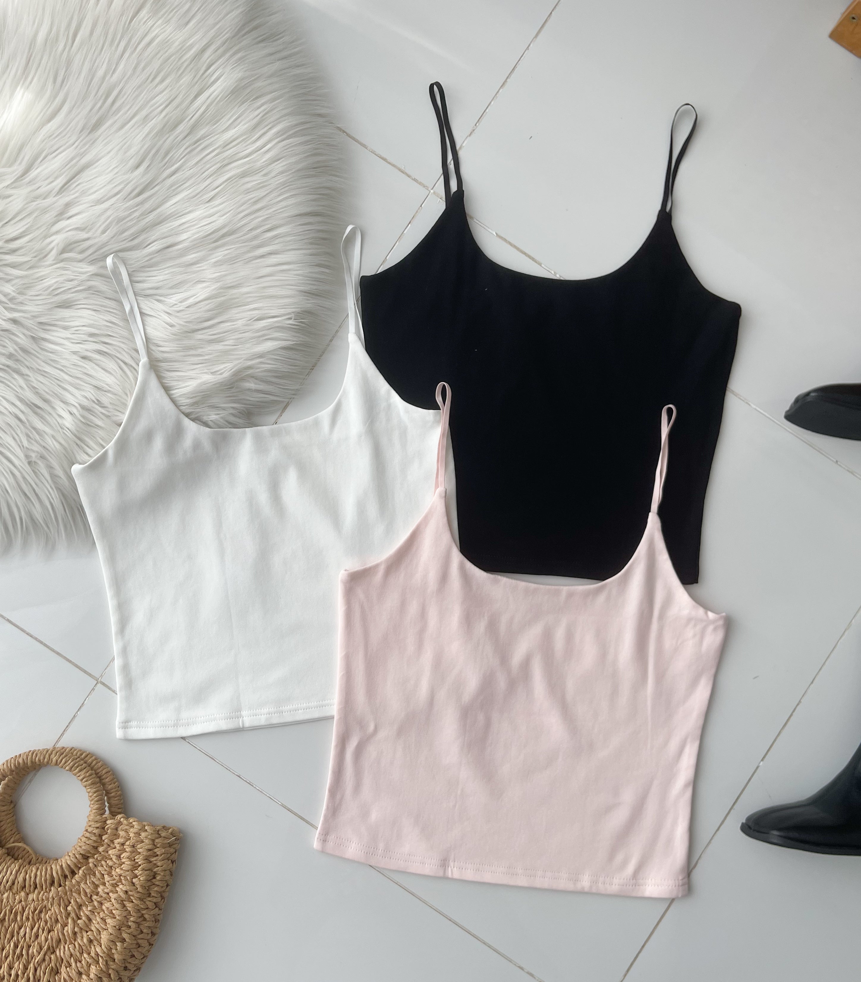 【T14618 / 9192】高品质前双层无痕纯棉弹力自调无袖肩带内搭上衣 ❤️❤️