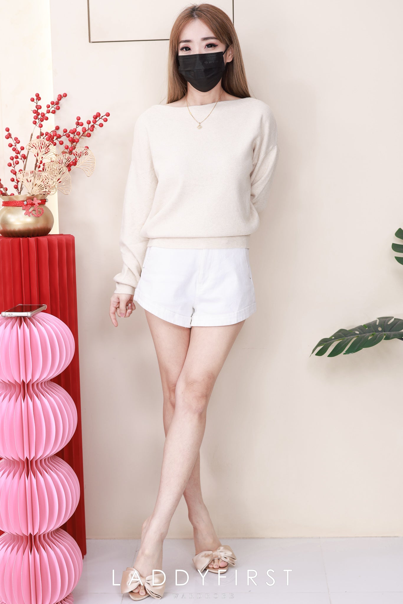 【T2923】高品质韩风性感斜肩简约又气质针织长袖上衣 ❤❤