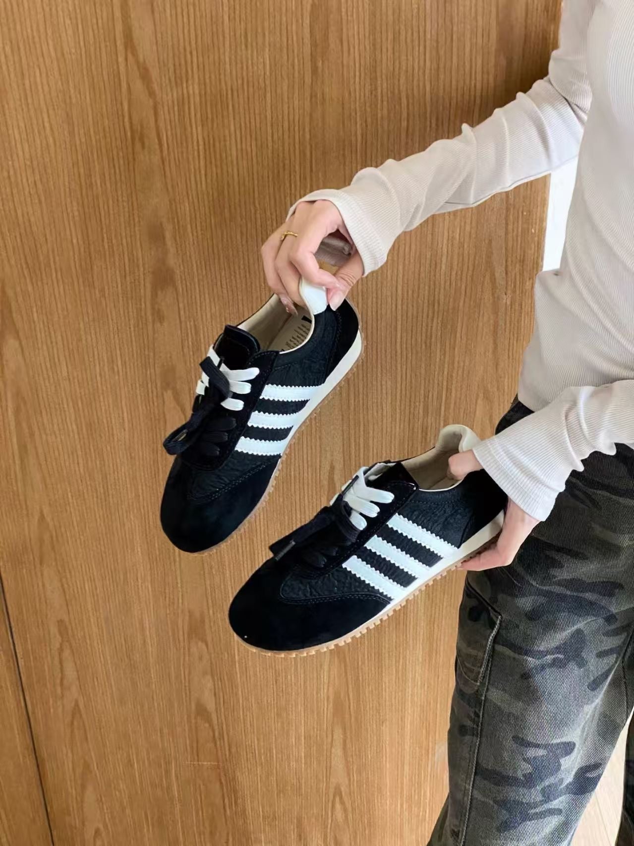 【RX1213-3】🔅精选预售款🔅 高质量韩系芒果头内增三条杠德训鞋子 ❤️