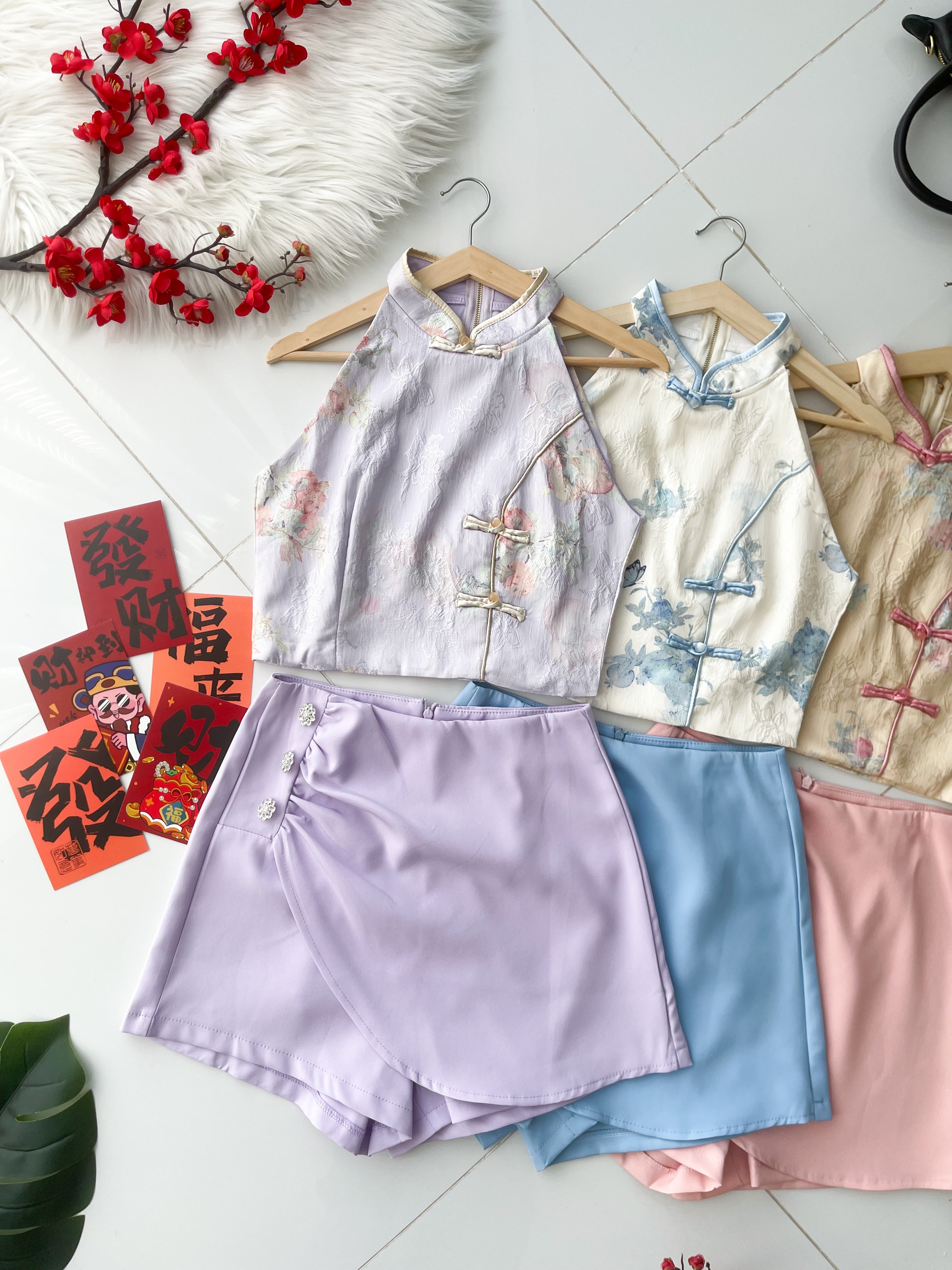 【SS8239211】高品质两件式高端大气名媛风提花旗袍套装 CUT IN无袖提花旗袍上衣➕西装高腰百搭裤裙 ❤️❤️