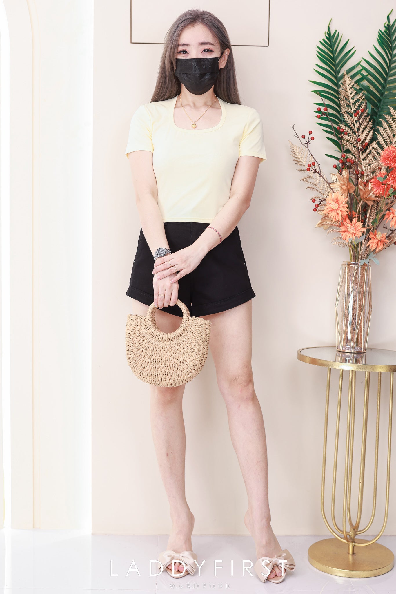 【T82309】高品质U领短袖纯棉SEPTEMBER弹力休闲百搭上衣 ❤️❤️ 【A-R1-C5】