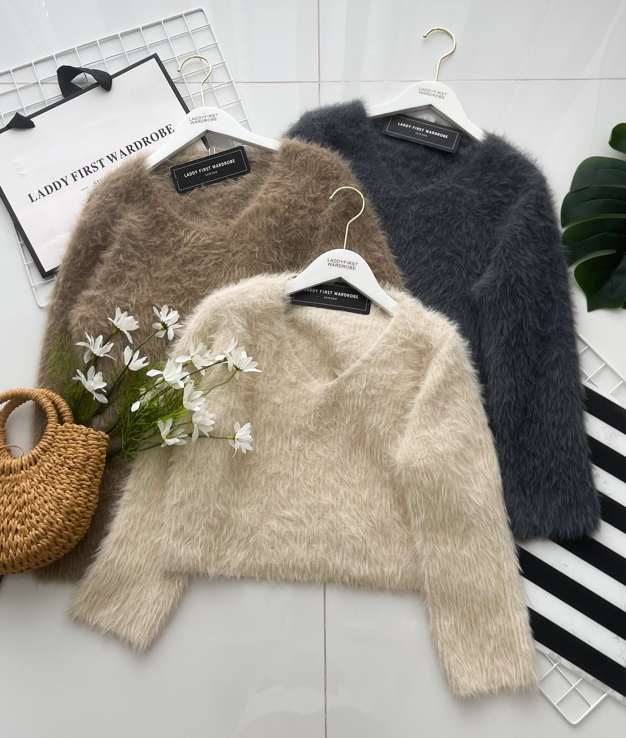 【T7078】高品质韩系气质毛毛柔软长袖百搭上衣 ❤❤