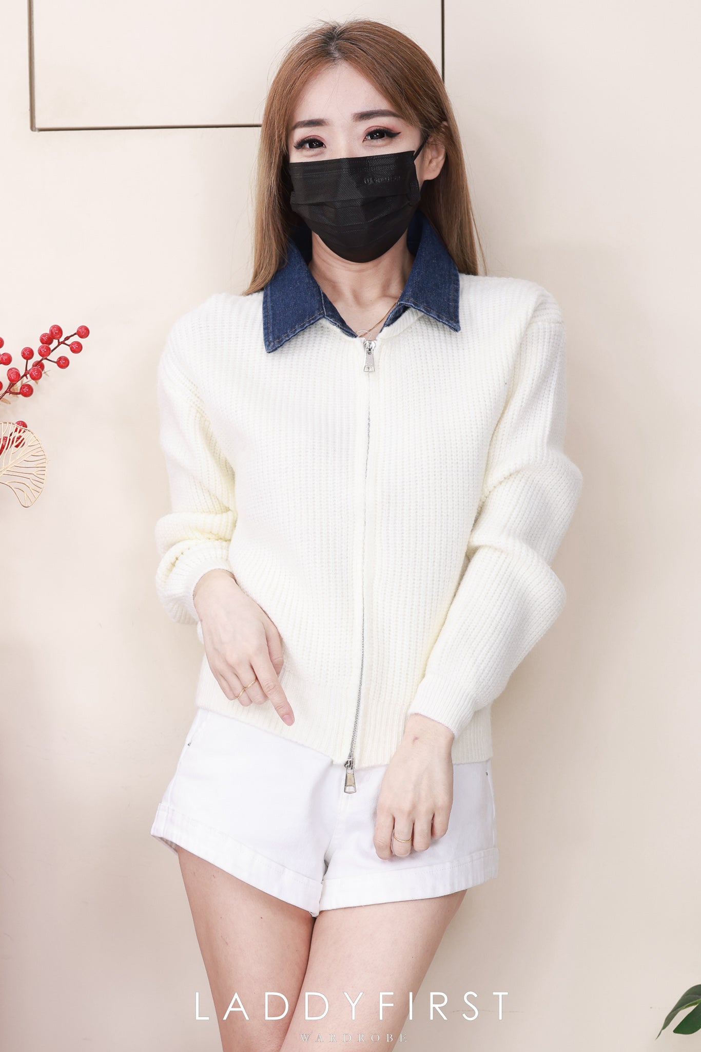 【T2878】高品质韩系厚实针织拼接牛仔翻领长袖百搭外套 ❤❤