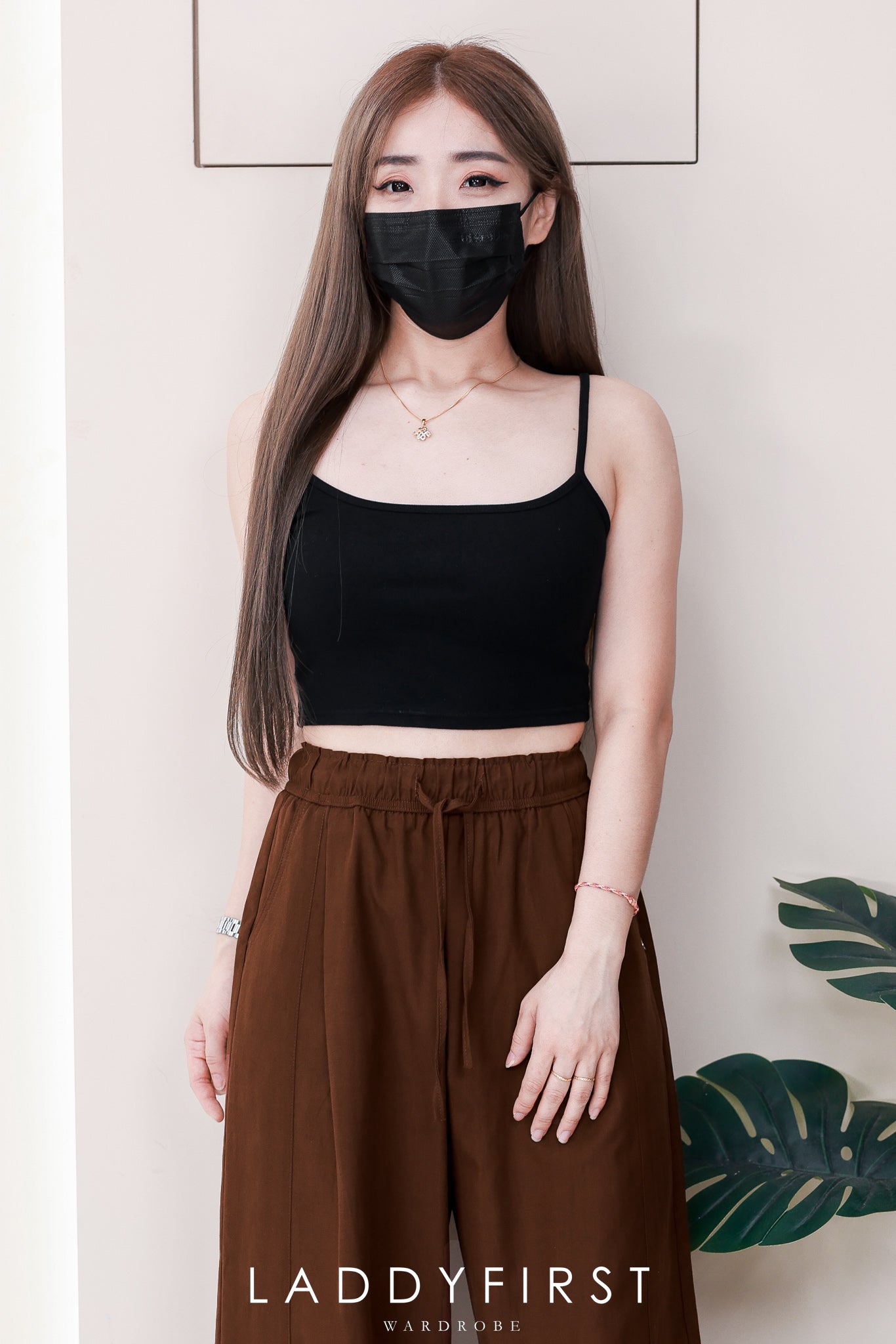 【L25162】高品质抽绳松紧腰弹力西装高腰直筒百搭长裤，有口袋 ❤️❤️【A-R1-C5】