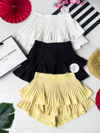 【S68135】【LFW独家小圆饼】【直播间搭配】双层蛋糕百褶荷叶边高腰显瘦西装裙子，内层防走光短裤 ❤️❤️ 【C-R3-C5】