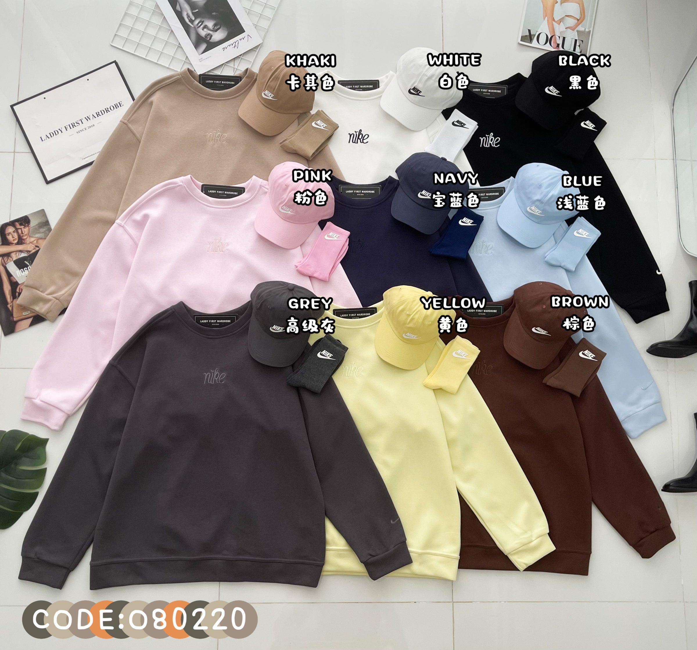 【O80220】高品质三件套男女同款厚实卫衣棉Oversized 潮流时尚长袖上衣 ❤️❤️ 上衣👕➕帽子🧢➕袜子🧦【A-RU1】