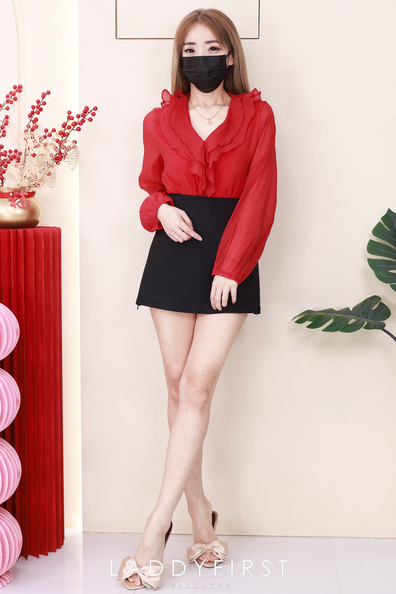 【T2740】高品质日系温柔风荷叶边雪纺长袖上衣 ❤❤