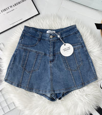 【S3524】独家爆款高品质牛仔COTTON JEANS简约显瘦显腿长百搭牛仔高腰裤裙，有口袋 ❤️❤️【B-R3-C1】