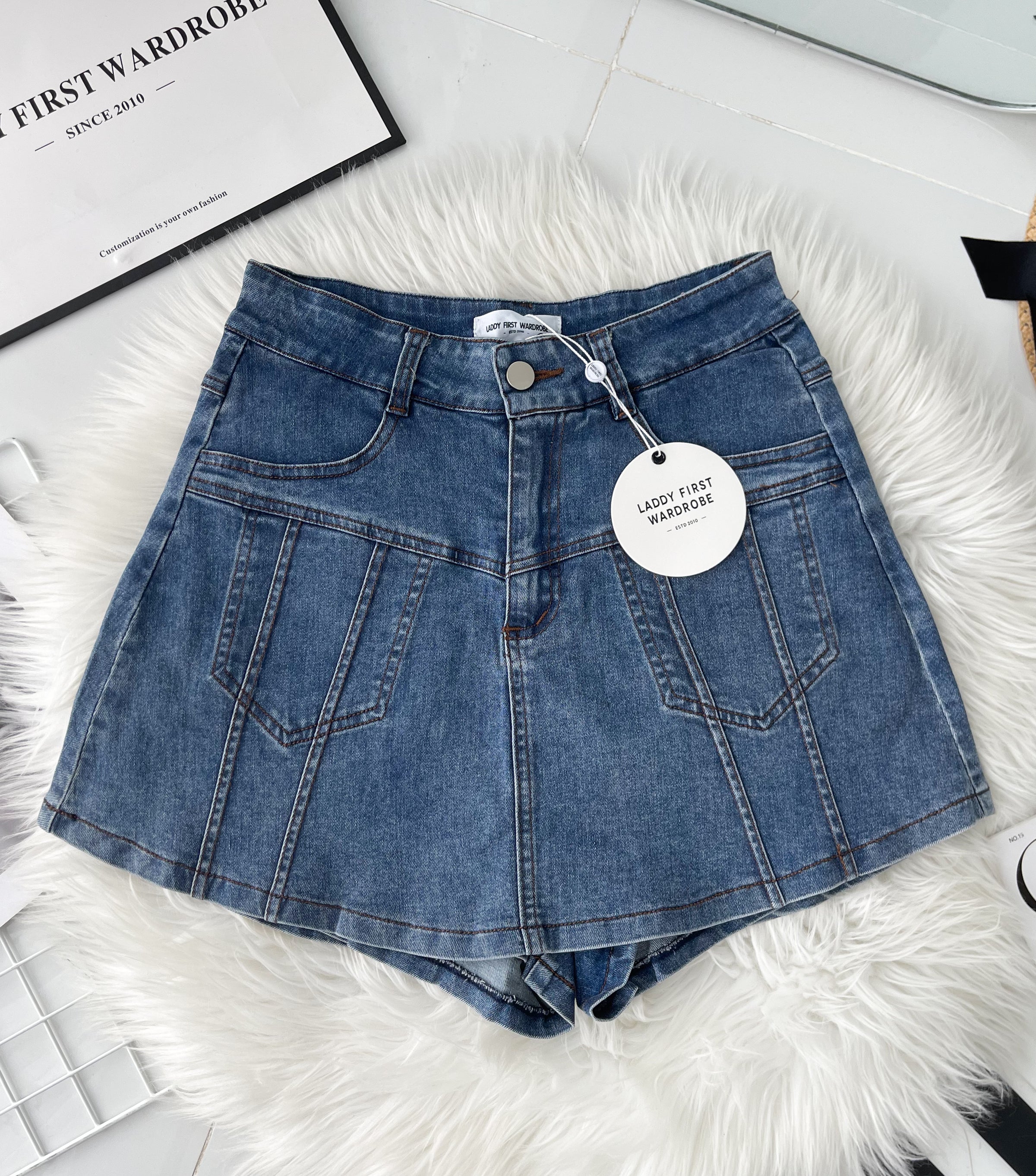 【S3524】独家爆款高品质牛仔COTTON JEANS简约显瘦显腿长百搭牛仔高腰裤裙，有口袋 ❤️❤️【B-R3-C1】