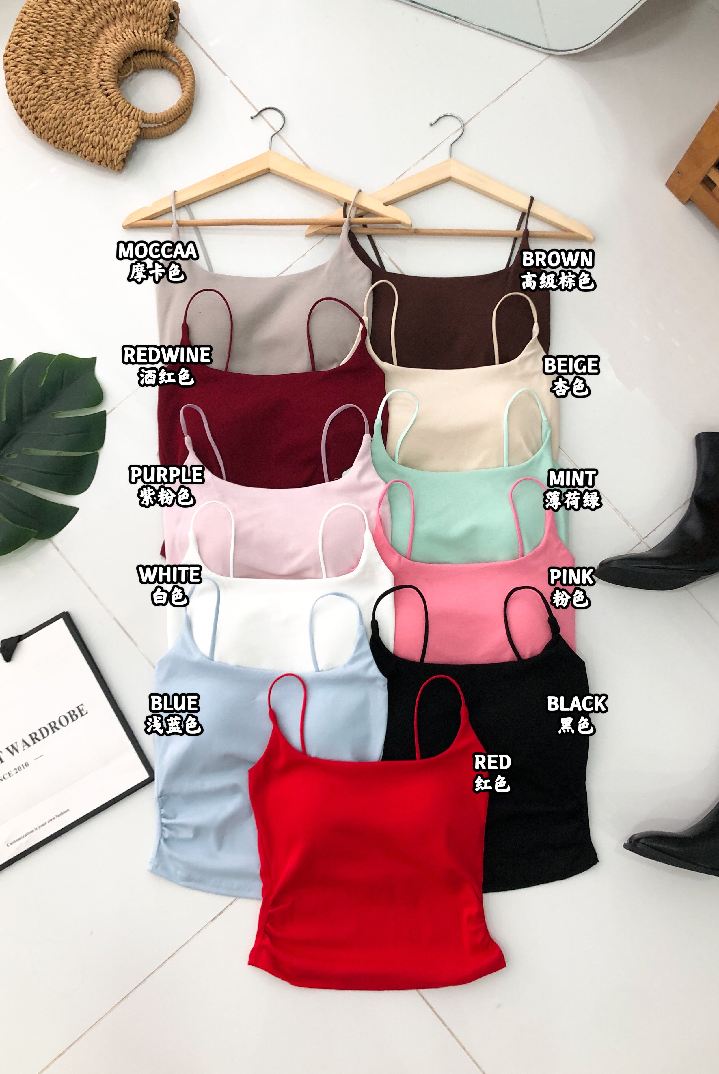 【T80658】高品质纯棉弹力带胸垫无线肩带上衣/内搭 ❤️❤️