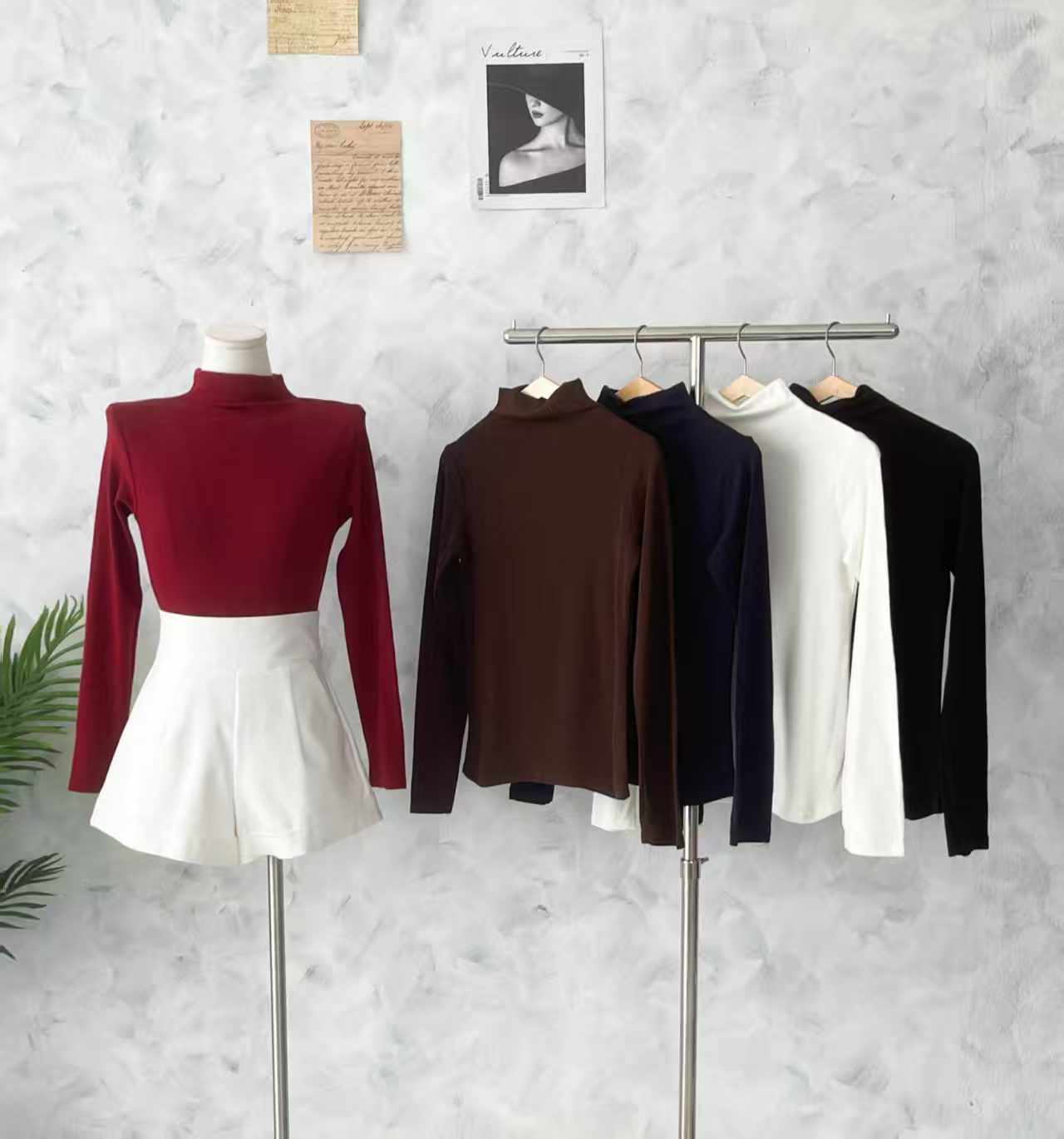 【T2701-1】⚡补货预订款⚡高品质纯棉弹力高领长袖简约百搭上衣 ❤️❤️