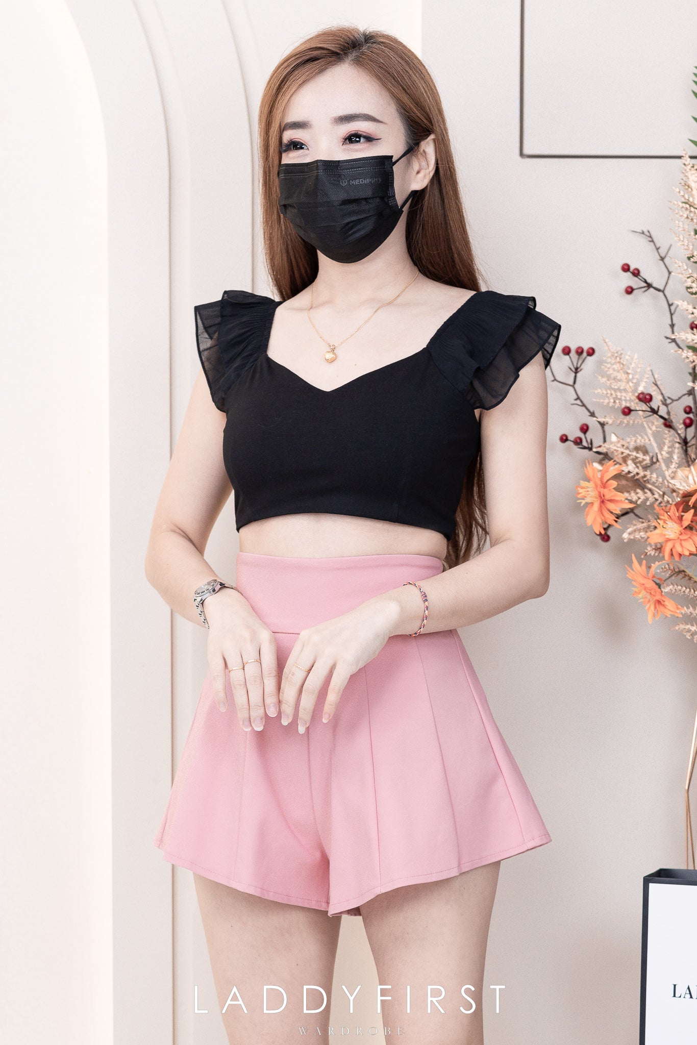 【S3380】【LFW独家小圆饼】高品质阔腿蓬蓬百褶显腰西装高腰百搭短裤，内层包臀防走光里布短裤 ❤️❤️