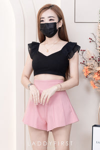 【S3380】【LFW独家小圆饼】高品质阔腿蓬蓬百褶显腰西装高腰百搭短裤，内层包臀防走光里布短裤 ❤️❤️【A-R3-C3】