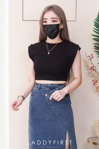 【L121417】高品质COTTON JEANS牛仔弹力韩系时尚开叉设计高腰裙子，有口袋 ❤️❤️ 【A-R1-C1】