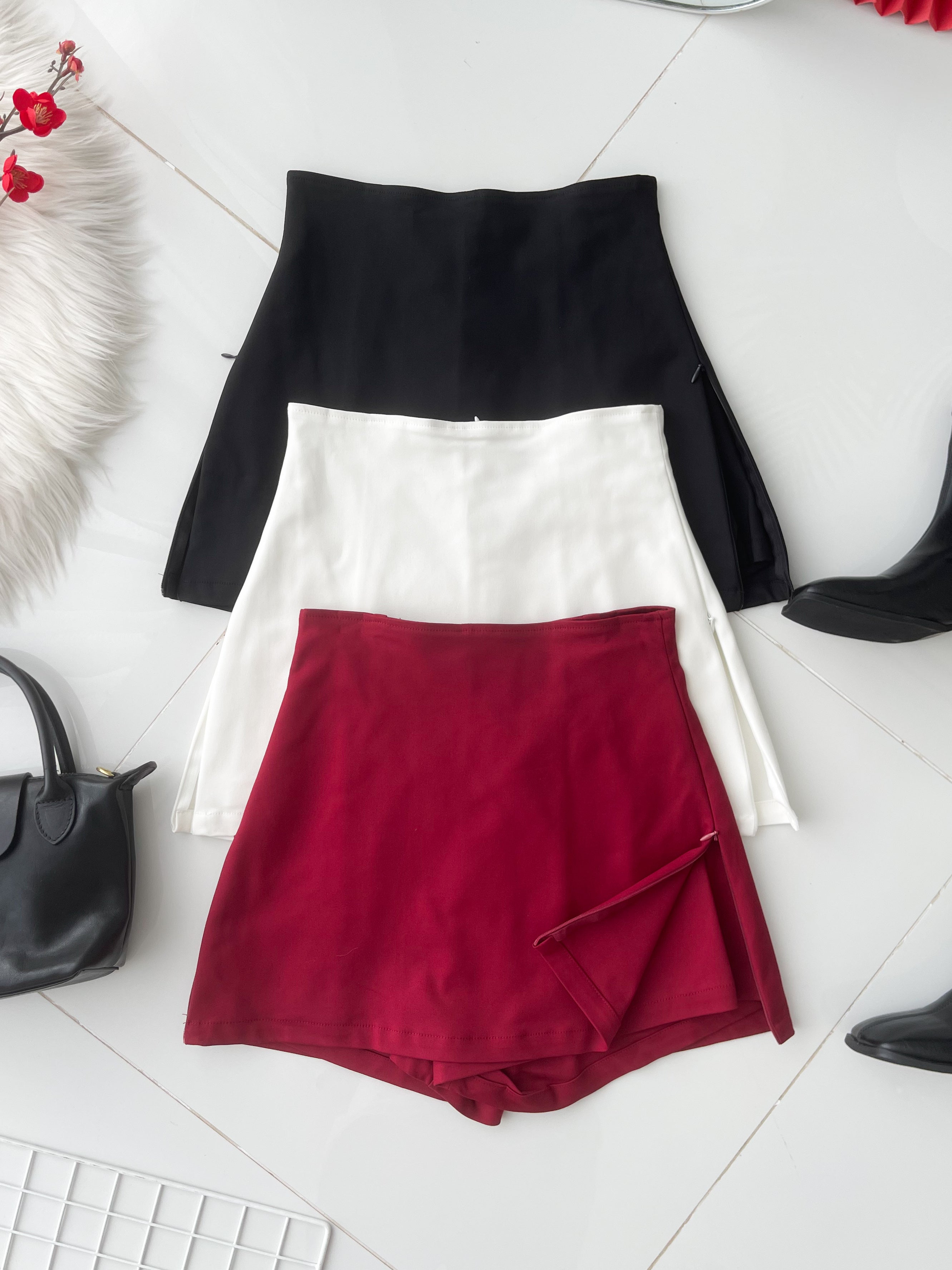 【S2320】高品质极简简约前后裙A字西装高腰百搭裤裙，两侧拉链开叉设计 ❤️❤️