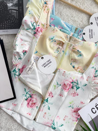 【T8229701】无袖荷叶边收腰设计印花时装上衣，内层有里布 ❤️❤️ 【C-R1-C2】