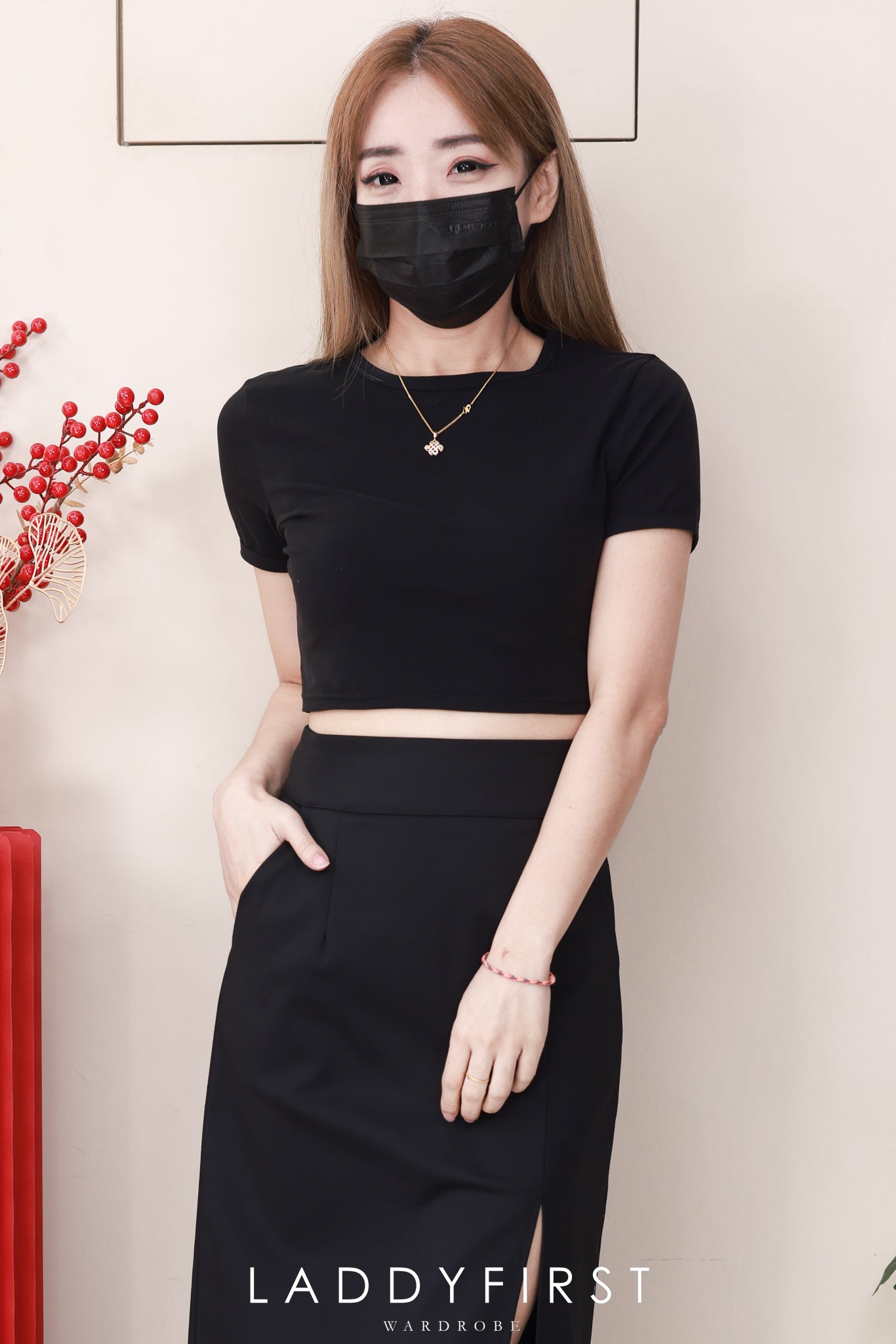 【L82962】高品质韩式修身显腰开叉设计锦棉OL高腰百搭长裙，有口袋 ❤️❤️