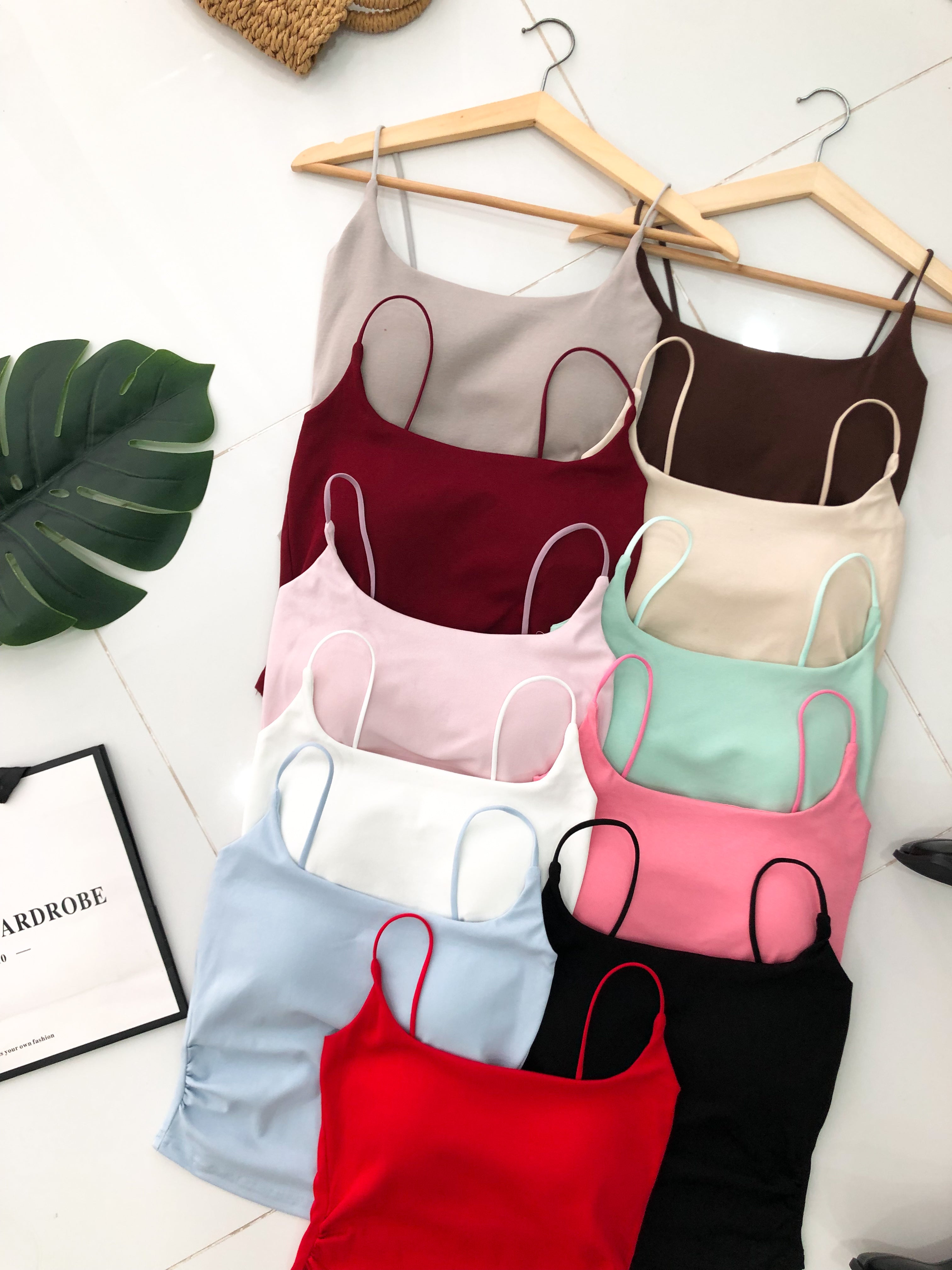 【T80658】高品质纯棉弹力带胸垫无线肩带上衣/内搭 ❤️❤️