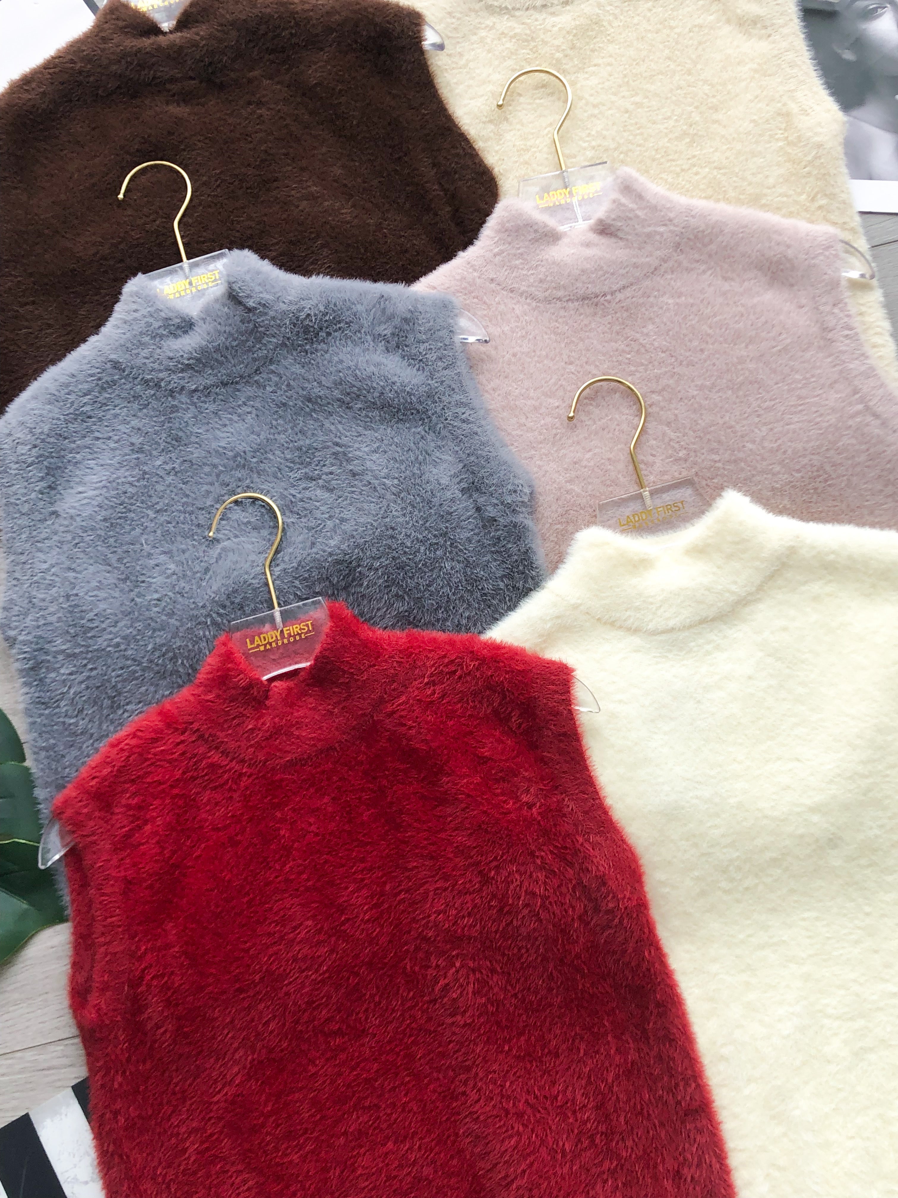 【T7044】高品质微高领针织弹力柔软细腻毛毛无袖上衣 ❤❤