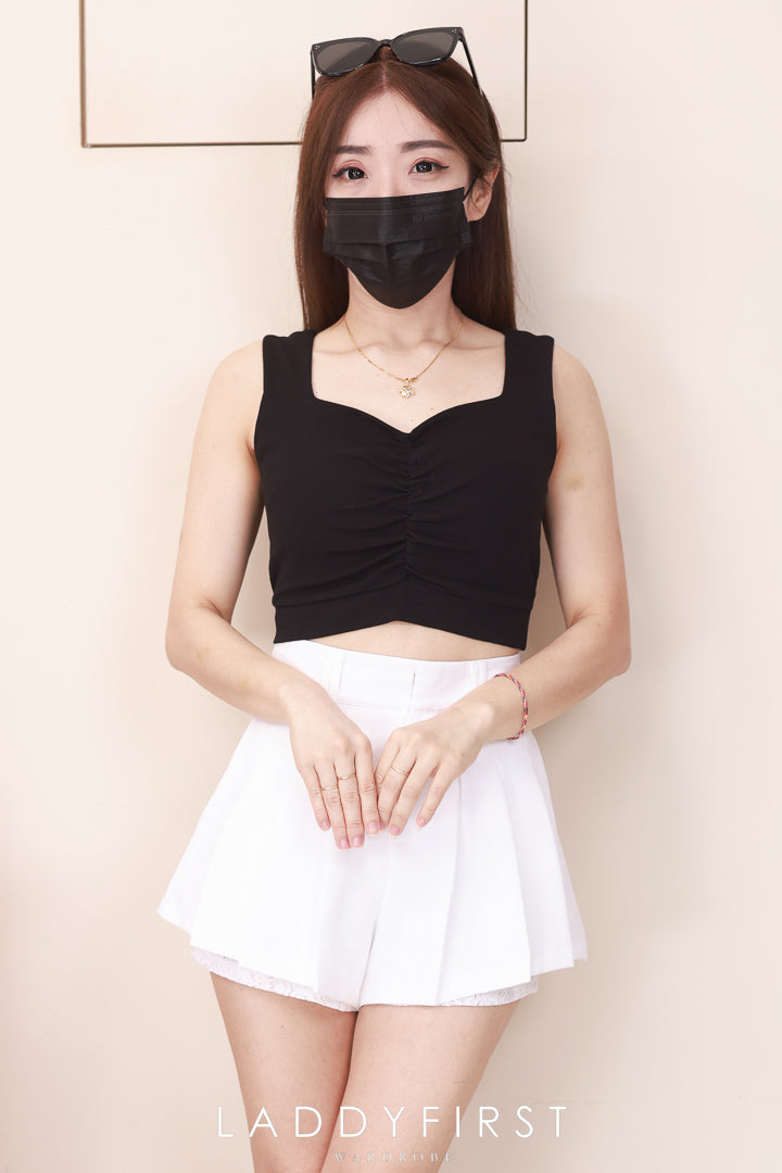 【S4981 / 14035】高品质气质西装百褶拼接蕾丝边减龄百搭高腰短裤，有口袋 ❤️❤️【D-R2-C6】