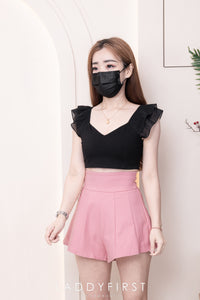 【S3380】【LFW独家小圆饼】高品质阔腿蓬蓬百褶显腰西装高腰百搭短裤，内层包臀防走光里布短裤 ❤️❤️【A-R3-C3】