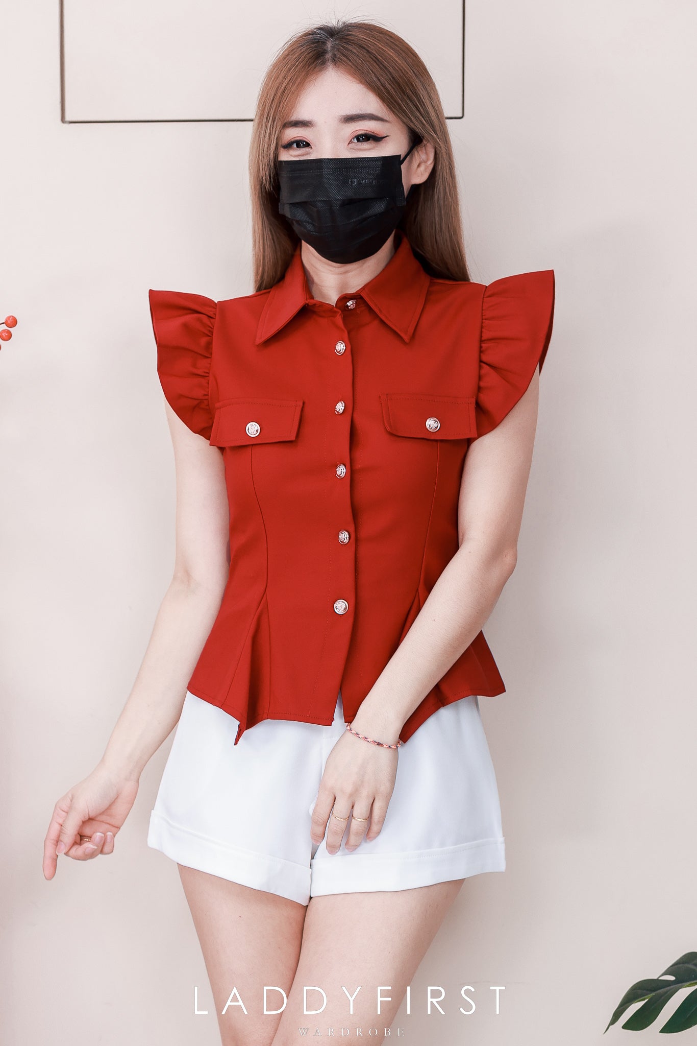 【T2684】【补厂家现货⚡️⚡️】高品质法式御姐风荷叶小飞袖时装上衣 ❤❤