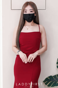 【D8077】高品质四面弹力高端气质无袖肩带连身裙子，侧边下摆开叉设计 ❤️❤️【A-RU-C2】