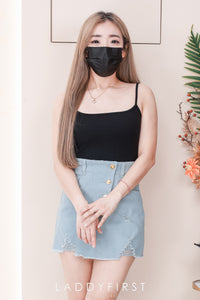 【S121537】高品质设计破洞边牛仔COTTON  JEANS高腰百搭裙子，后腰伸缩弹力有口袋 ❤️❤️【D-R1-C6】