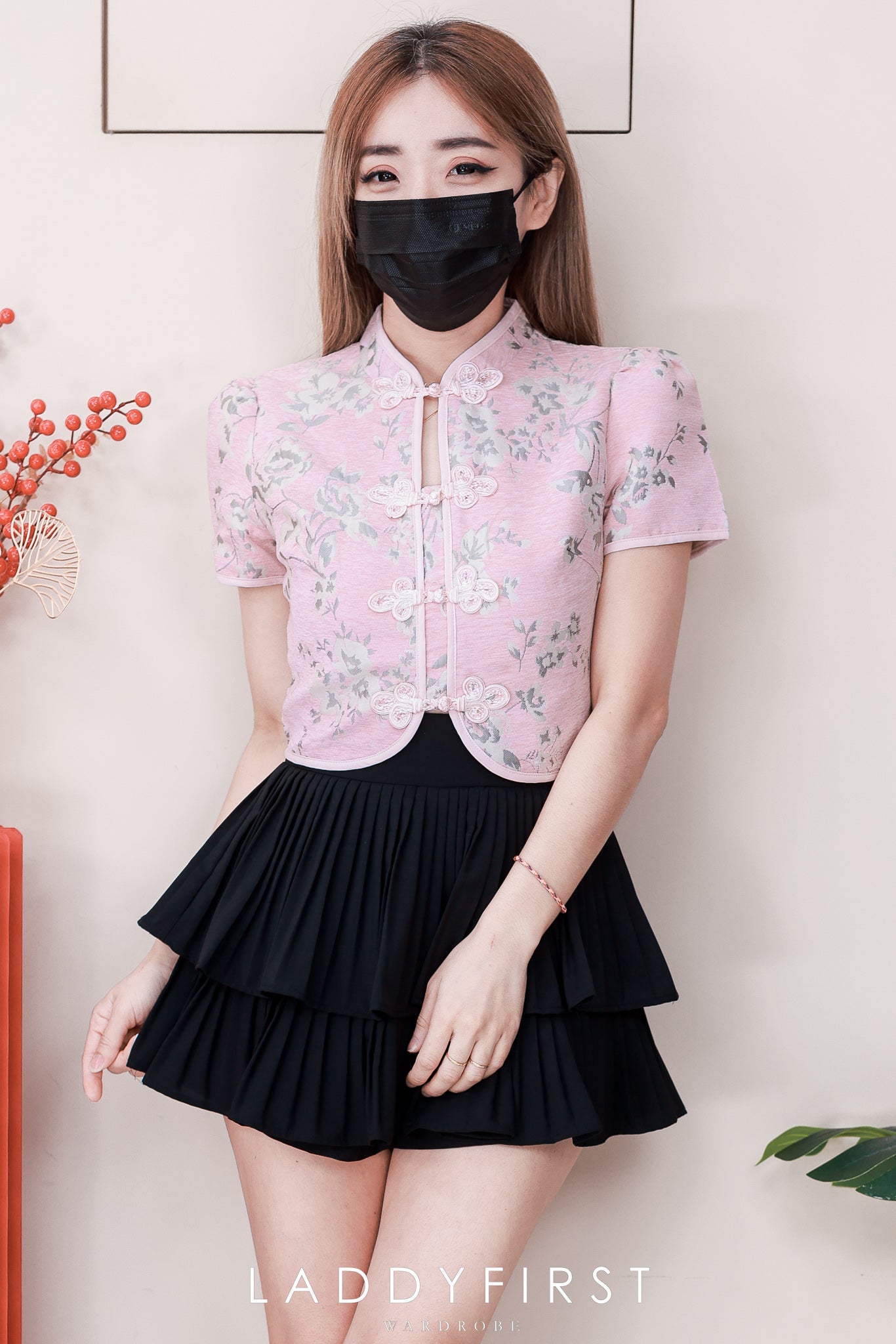 【S68135】【LFW独家小圆饼】【直播间搭配】双层蛋糕百褶荷叶边高腰显瘦西装裙子，内层防走光短裤 ❤️❤️