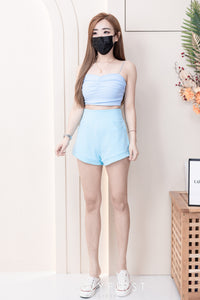 【T3398】V领小皱褶设计细带无袖纯棉弹力内搭上衣 ❤❤ 【B-R2-C4】