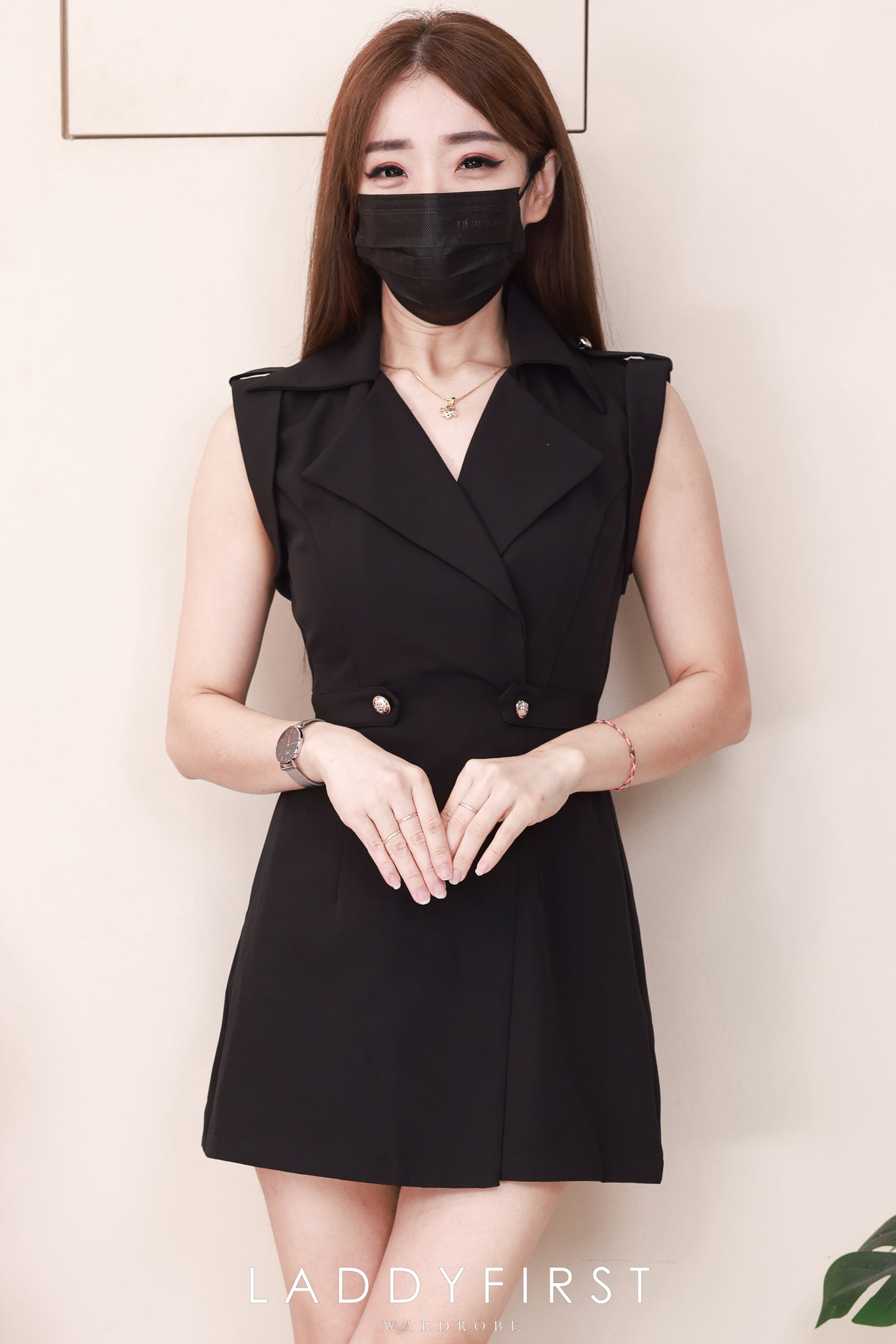 【D98961】高品质气质女神款翻领西装连身裤裙，有口袋 ❤❤【C-R1-C1】