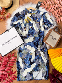 【D3313】独家爆款国潮仙鹤高端唐装旗袍连身裙子【B-R3-C2】