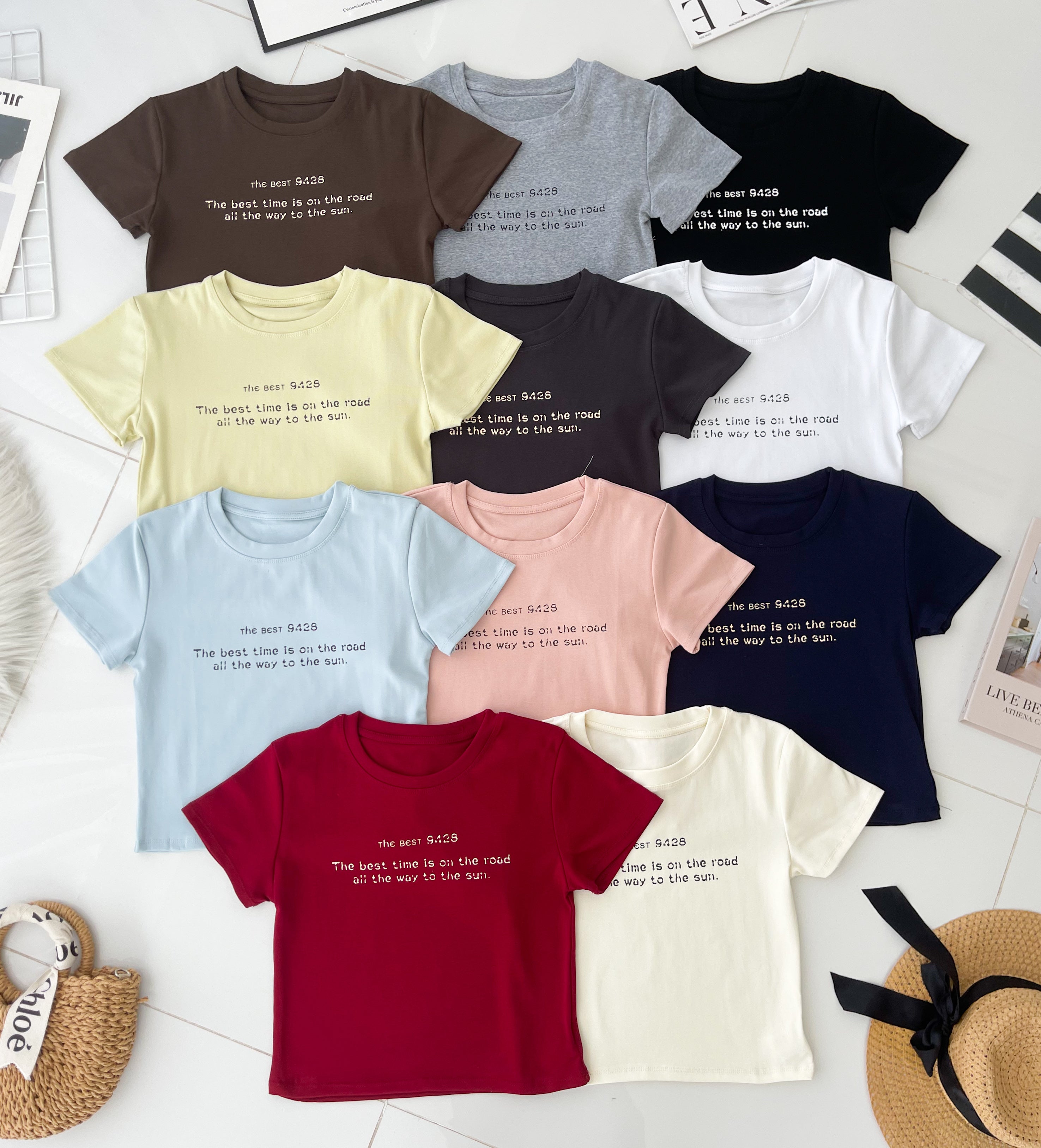 【T9017】高品质印图字母纯棉弹力圆领短袖日常简约休闲百搭上衣 ❤️