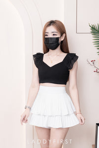 【S68135】【LFW独家小圆饼】【直播间搭配】双层蛋糕百褶荷叶边高腰显瘦西装裙子，内层防走光短裤 ❤️❤️ 【C-R3-C5】