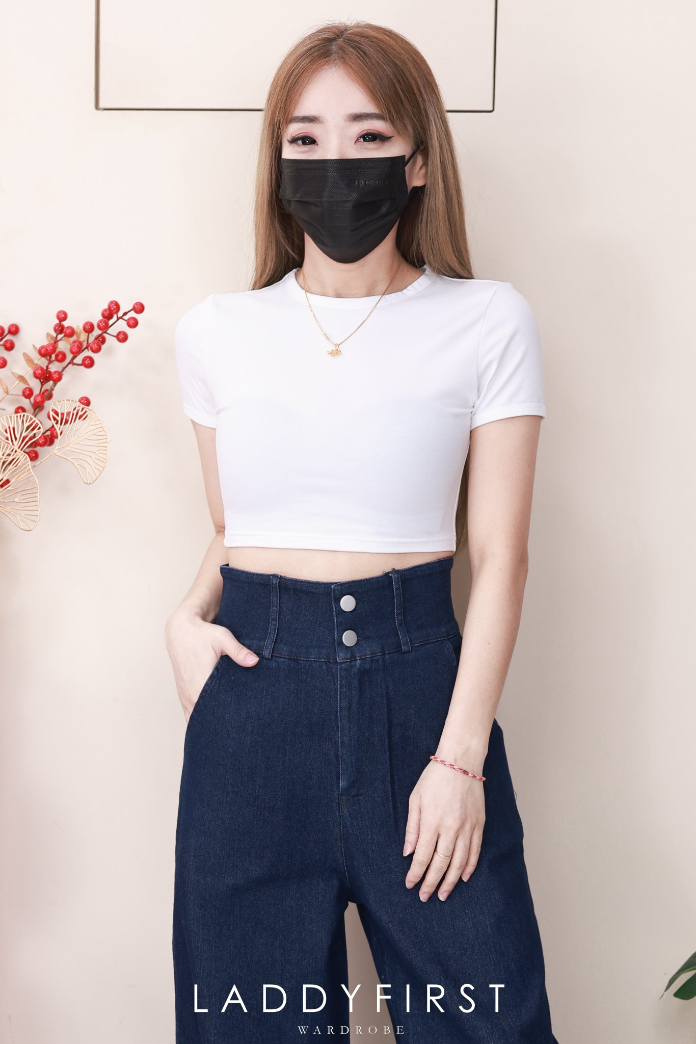 【L5822】高品质COTTON JEANS气质直筒阔脚牛仔百搭长裤，有口袋 ❤️❤️【A-R1-C3】
