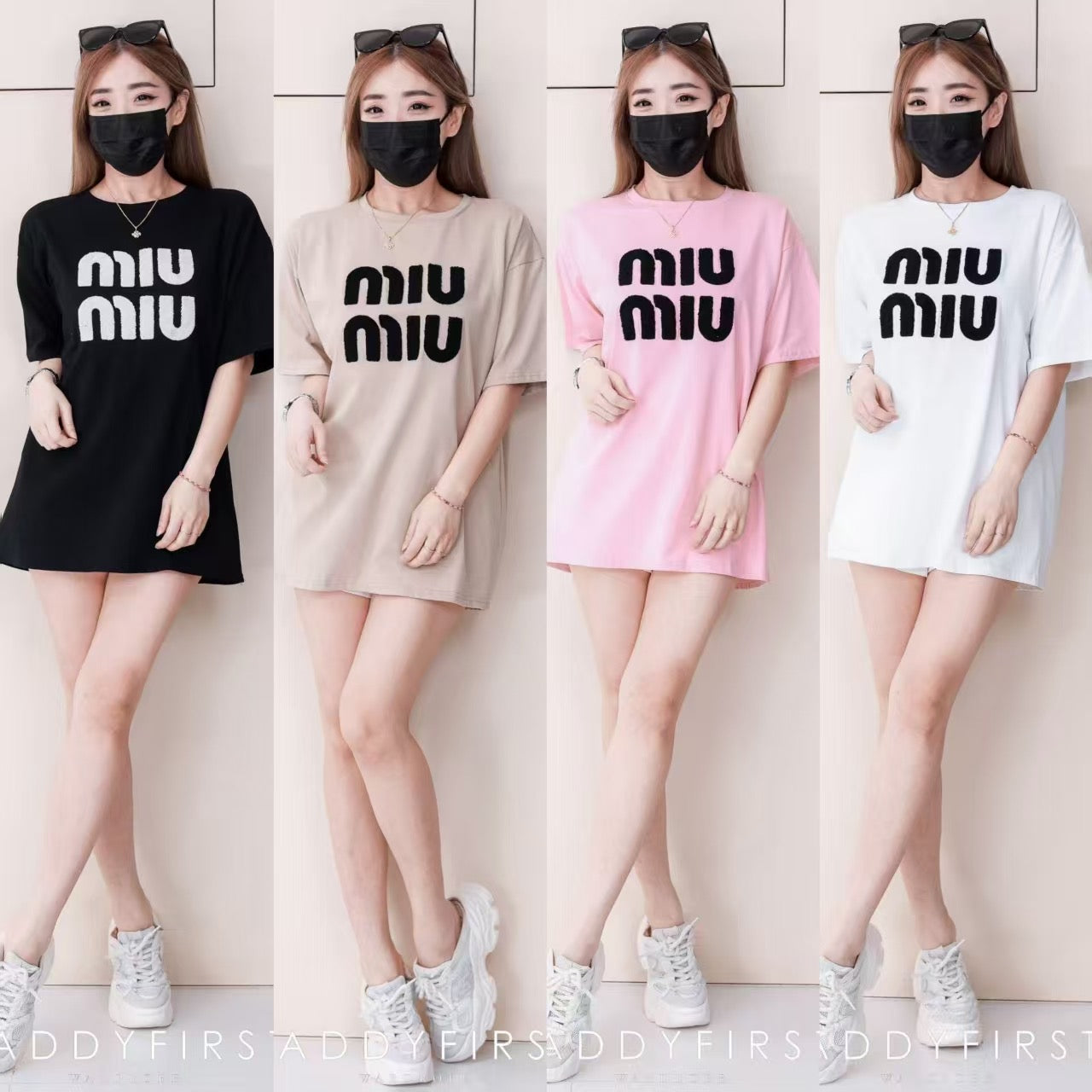 【O7603】毛巾绣字MIUMIU领短袖 Oversized 休闲上衣❤️❤️