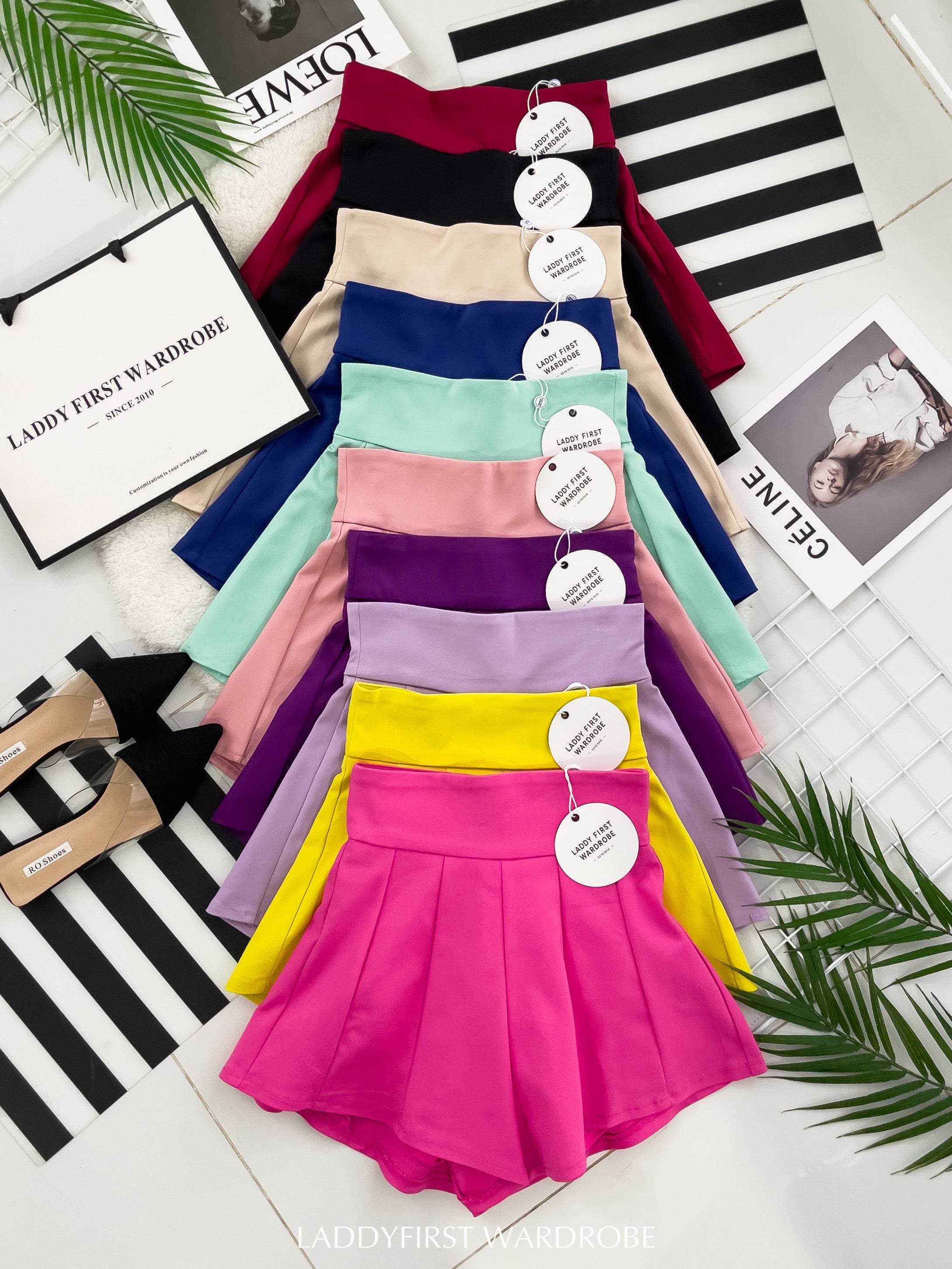 【S3380】【LFW独家小圆饼】高品质阔腿蓬蓬百褶显腰西装高腰百搭短裤，内层包臀防走光里布短裤 ❤️❤️【A-R3-C3】