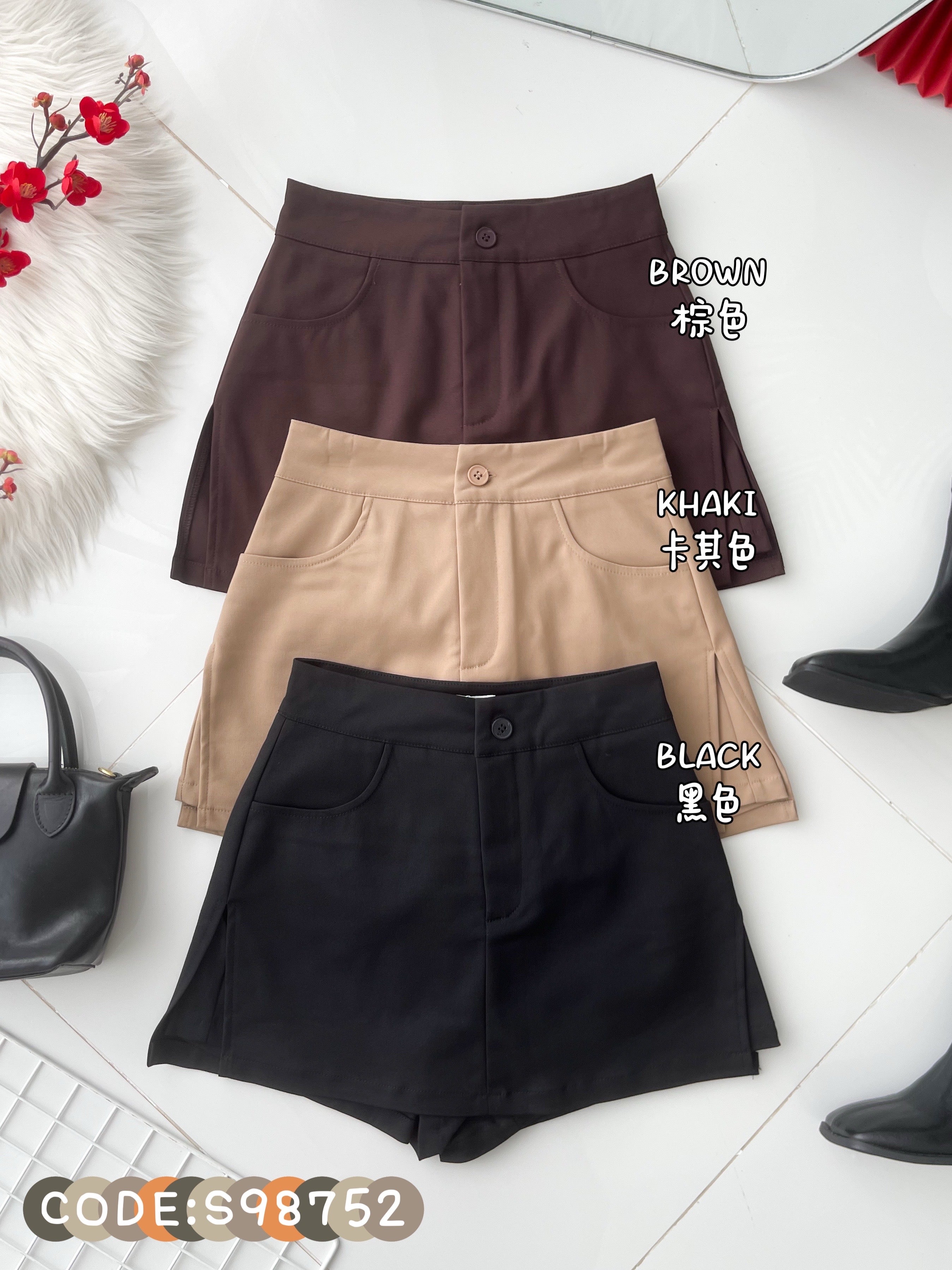 【S98752】高品质极简简约前后裙西装高腰百搭裤裙，有口袋 ❤️❤️