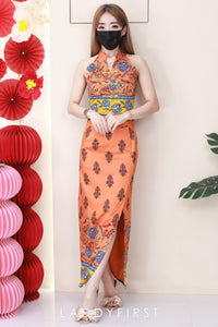 【SS6842-1】⚡补货预订款⚡高品质高级感复古BATIK旗袍套装 BATIK无袖旗袍上衣➕开叉边设计高腰BATIK裙子 ❤️❤️